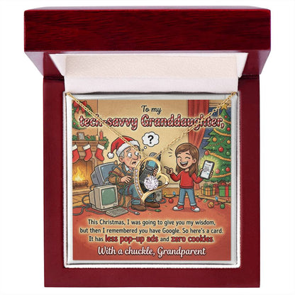 To My Granddaughter Necklace From Grandparent - Funny Christmas Gift, Humorous Tech-Savvy Granddaughter Xmas Present - Love Knot Necklace-LKN45469