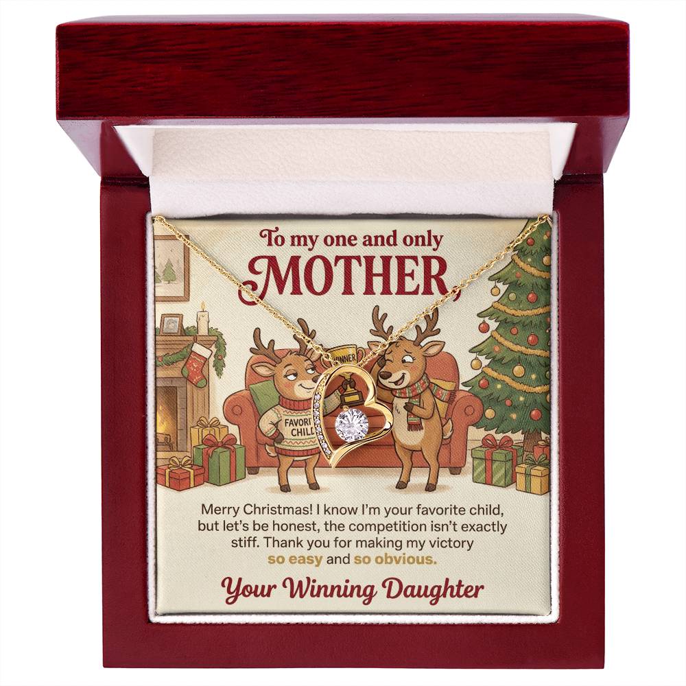 To My Mother Necklace From Daughter, Funny Favorite Child Christmas Gift, Xmas Present for Mom - Love Knot Necklace-LKN75523