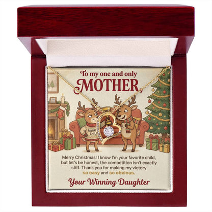 To My Mother Necklace From Daughter, Funny Favorite Child Christmas Gift, Xmas Present for Mom - Love Knot Necklace-LKN75523