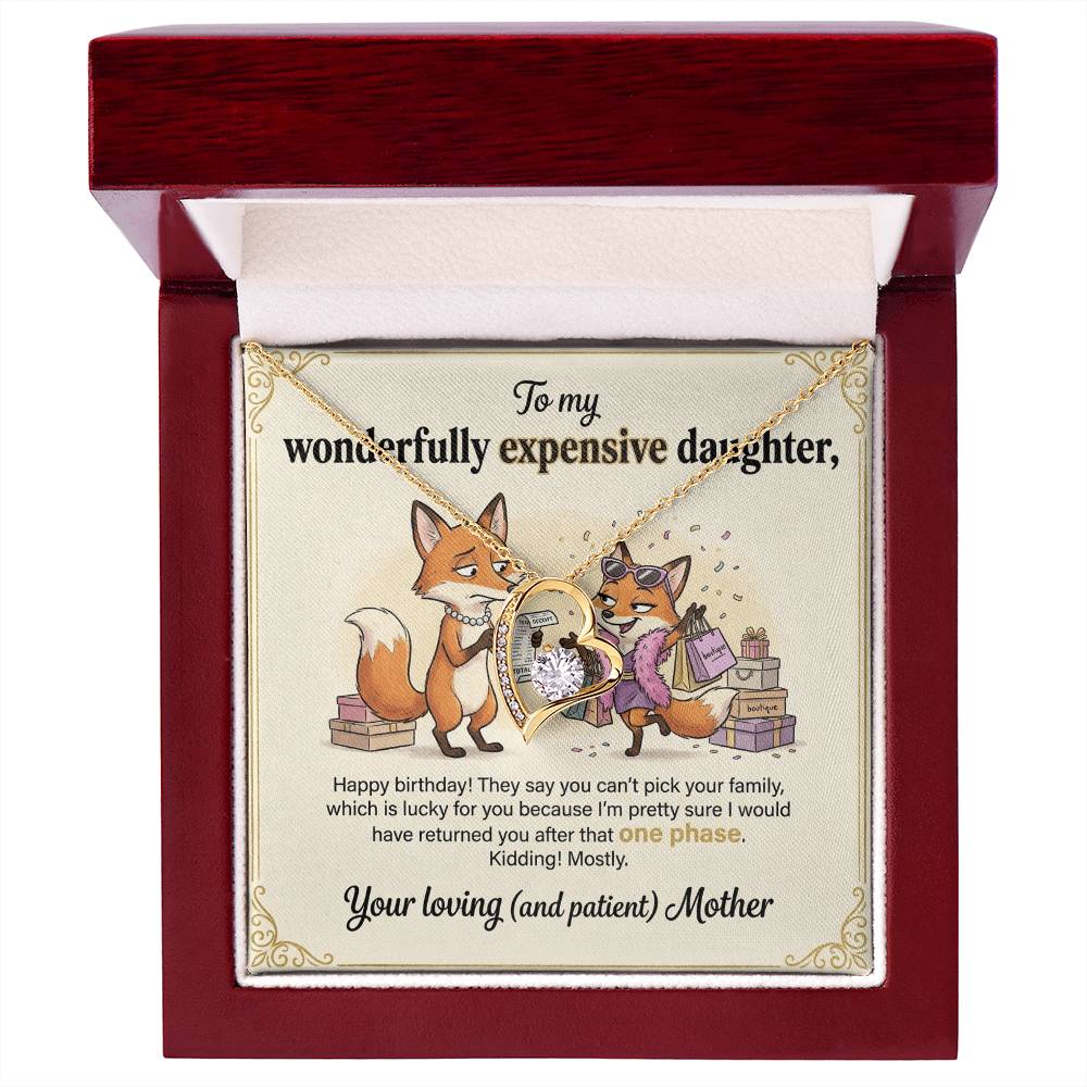 To My Daughter Necklace From Mother, Funny Birthday Gift for Daughter, Gift From Mom, Happy Birthday Daughter - Love Knot Necklace-LKN57856