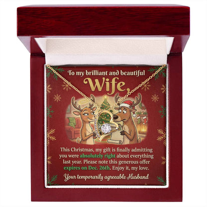 To My Wife Necklace From Husband, Funny Christmas Gift for Her, Humorous Holiday Present, Love Knot Necklace-LKN74415