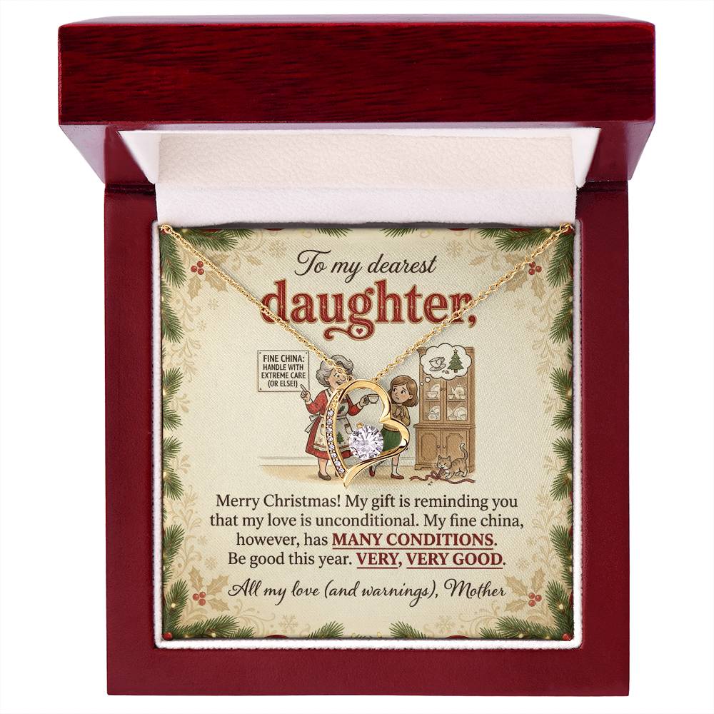 To My Daughter Necklace From Mother, Funny Christmas Gift for Daughter, Mother Daughter Holiday Gift - Love Knot Necklace-LKN91830