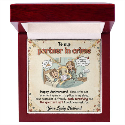 To My Partner In Crime Necklace From Husband, Funny Anniversary Gift For Wife, Love Knot Necklace-LKN96079