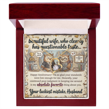 To My Wife Necklace From Husband, Funny Anniversary Gift For Her, Love Knot Necklace-LKN88044
