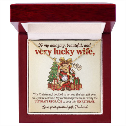 To My Wife Necklace From Husband - Funny Christmas Gift For Wife, Humorous Holiday Gift - Love Knot Necklace-LKN57418