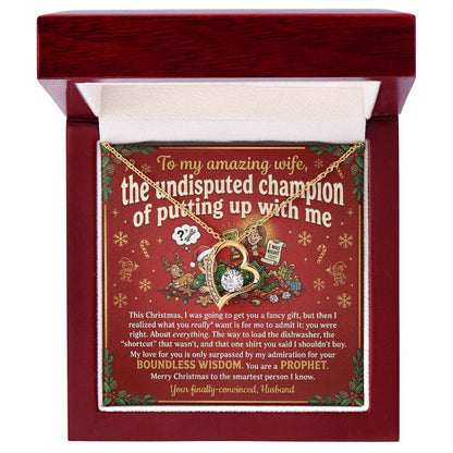 To My Wife Necklace From Husband, Funny Christmas Gift, Romantic Anniversary Present, Boundless Wisdom, Love Knot Necklace-LKN14931