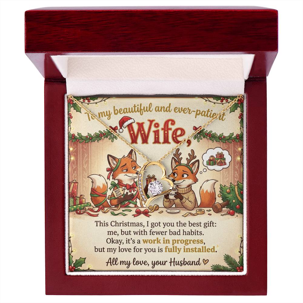 To My Wife Necklace From Husband, Funny Christmas Gift, Holiday Jewelry, Gift for Ever-Patient Wife - Love Knot Necklace-LKN16772