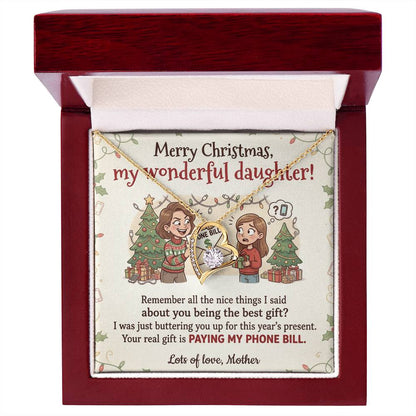 To My Daughter Necklace From Mother, Funny Christmas Gift, Xmas Present For Her, Love Knot Necklace-LKN73271