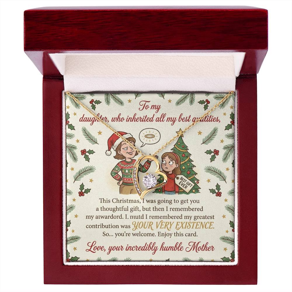 To My Daughter Necklace From Mother, Funny Christmas Gift, Holiday Gift For Daughter, Mother Daughter Gift - Love Knot Necklace-LKN92225