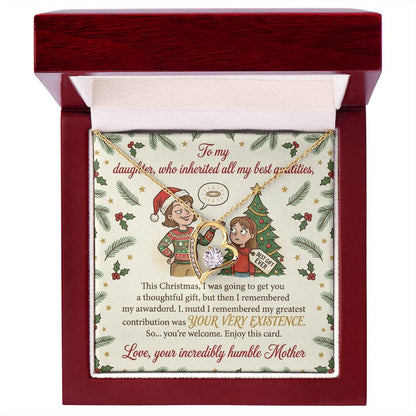 To My Daughter Necklace From Mother, Funny Christmas Gift, Holiday Gift For Daughter, Mother Daughter Gift - Love Knot Necklace-LKN92225