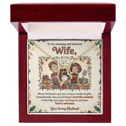 To My Wife Necklace From Husband, Funny Christmas Gift for Your Amazing and Tolerant Wife, Holiday Gift Idea, Love Knot Necklace-LKN59643