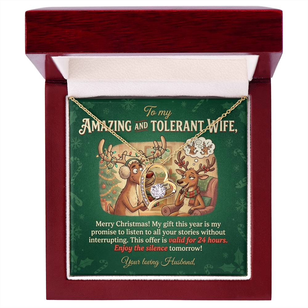 To My Wife Necklace From Husband, Funny Christmas Gift, Holiday Present for Her, Amazing Wife Gift - Love Knot Necklace-LKN39938