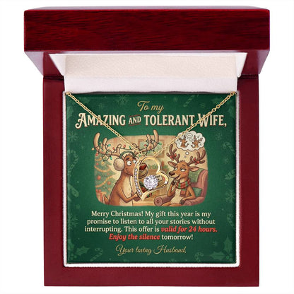 To My Wife Necklace From Husband, Funny Christmas Gift, Holiday Present for Her, Amazing Wife Gift - Love Knot Necklace-LKN39938