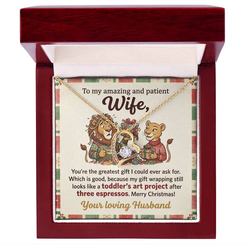 To My Wife Necklace From Husband, Funny Christmas Gift for Wife, Xmas Present, Love Knot Necklace-LKN48894