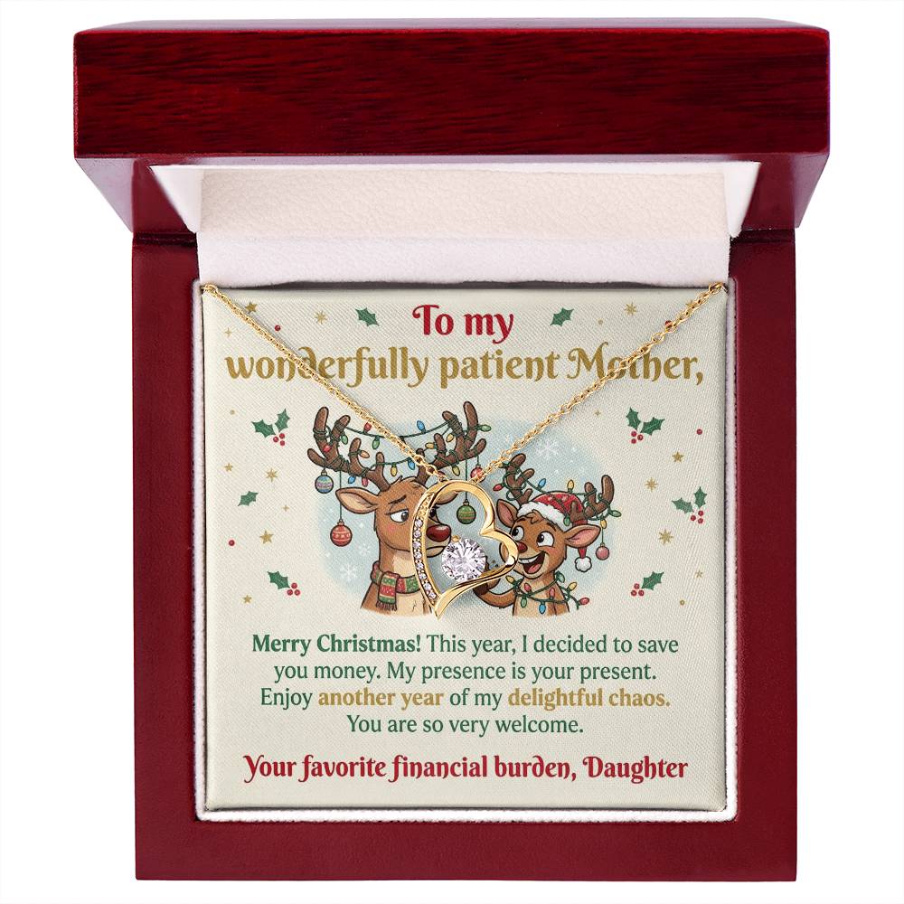 To My Mother Necklace From Daughter, Funny Christmas Gift for Mom, Sarcastic Holiday Present - Love Knot Necklace-LKN29926