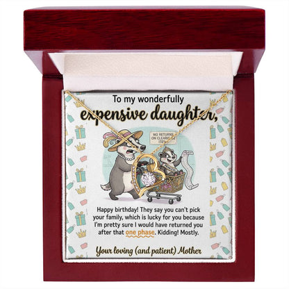 To My Daughter Necklace From Mother, Funny Happy Birthday Gift, Sentimental Gift for Daughter from Mom, Expensive Daughter, Love Knot Necklace-LKN83459