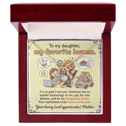 To My Daughter Necklace From Mother - Funny Birthday Gift for Daughter, Christmas Present From Mom, Appreciation Gift - Love Knot Necklace-LKN12314