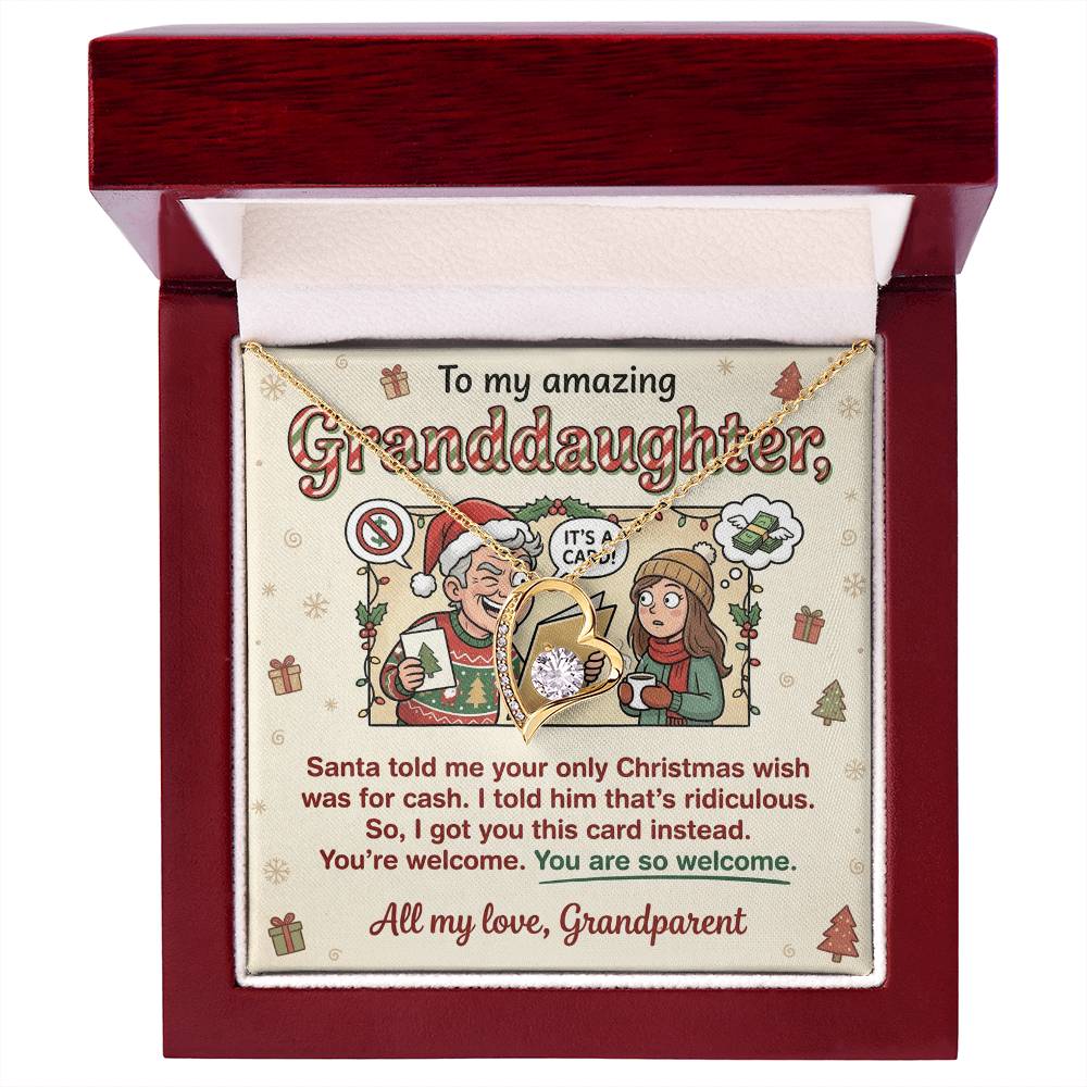 To My Granddaughter Necklace From Grandparent - Funny Christmas Gift for Her, Xmas Gift Idea from Grandparents, Love Knot Necklace-LKN20224