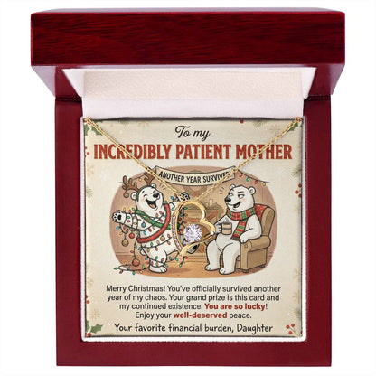 To My Mother Necklace From Daughter, Funny Christmas Gift, Holiday Gift for Mom - Love Knot Necklace-LKN78360