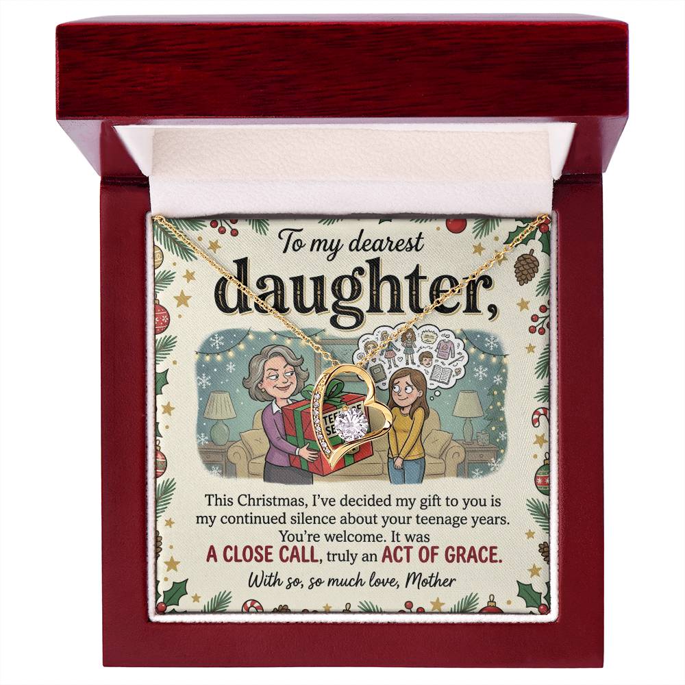 To My Daughter Necklace From Mother, Funny Christmas Gift for Daughter, Sentimental Teenage Years Present, Love Knot Necklace-LKN81682