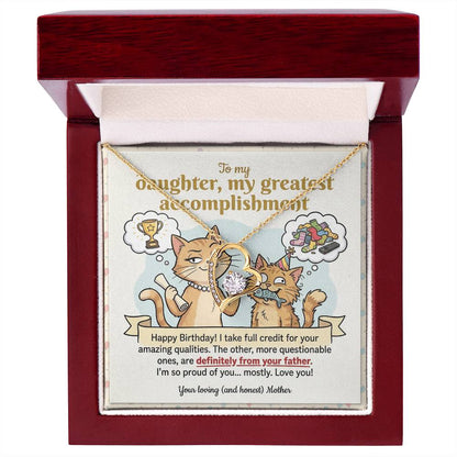 To My Daughter Necklace From Mother, Happy Birthday Gift, Gift For Daughter From Mom, Mother Daughter Present, Love Knot Necklace-LKN54153