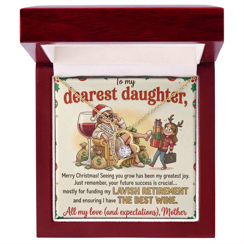 To My Dearest Daughter Necklace From Mother, Funny Christmas Gift, Humorous Xmas Present for Her, Future Success Gift, Love Knot Necklace-LKN56173