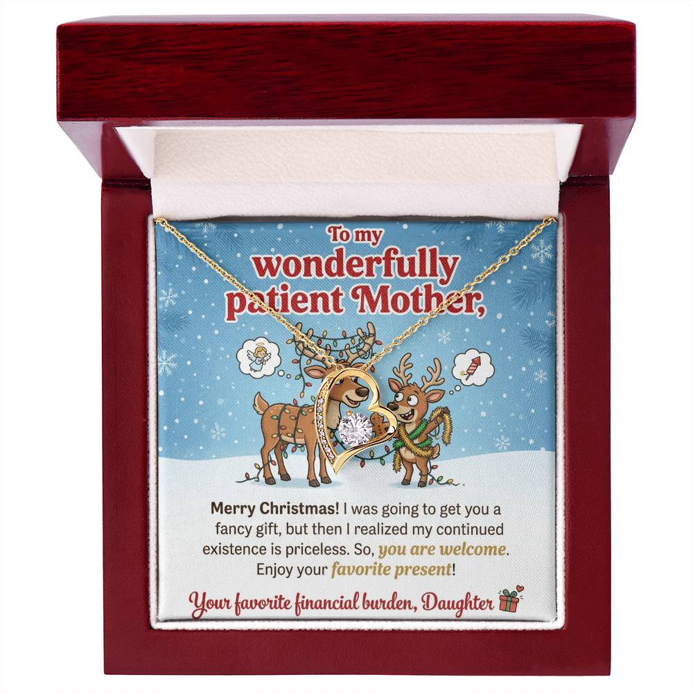 To My Mother Necklace From Daughter, Funny Christmas Gift For Mom, Holiday Present, Favorite Financial Burden - Love Knot Necklace-LKN97710