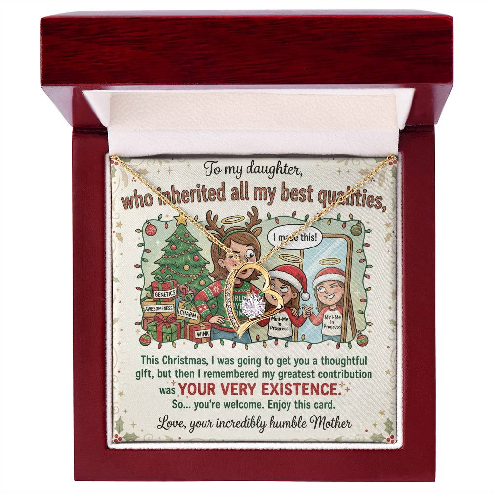 To My Daughter Necklace From Mother, Funny Christmas Gift, Gift For Daughter From Mom - Love Knot Necklace-LKN29867