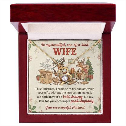 To My Wife Necklace From Husband, Funny Christmas Gift, Holiday Present for Her - Love Knot Necklace-LKN77334