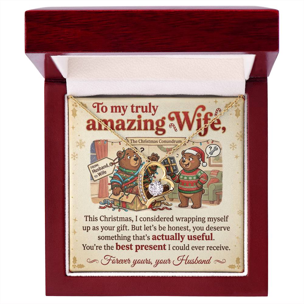 To My Wife Necklace From Husband, Funny Christmas Gift, You're The Best Present, Love Knot Necklace-LKN85554