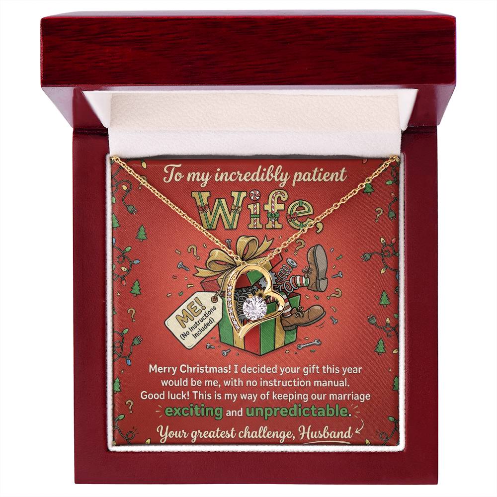 To My Wife Necklace From Husband, Funny Christmas Gift, To My Incredibly Patient Wife, Husband to Wife Present, Love Knot Necklace-LKN55259