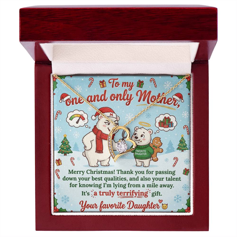To My Mother Necklace From Daughter, Funny Christmas Gift for Mom, Holiday Present, Mother's Day Gift Idea - Love Knot Necklace-LKN22840