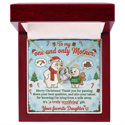 To My Mother Necklace From Daughter, Funny Christmas Gift for Mom, Holiday Present, Mother's Day Gift Idea - Love Knot Necklace-LKN22840