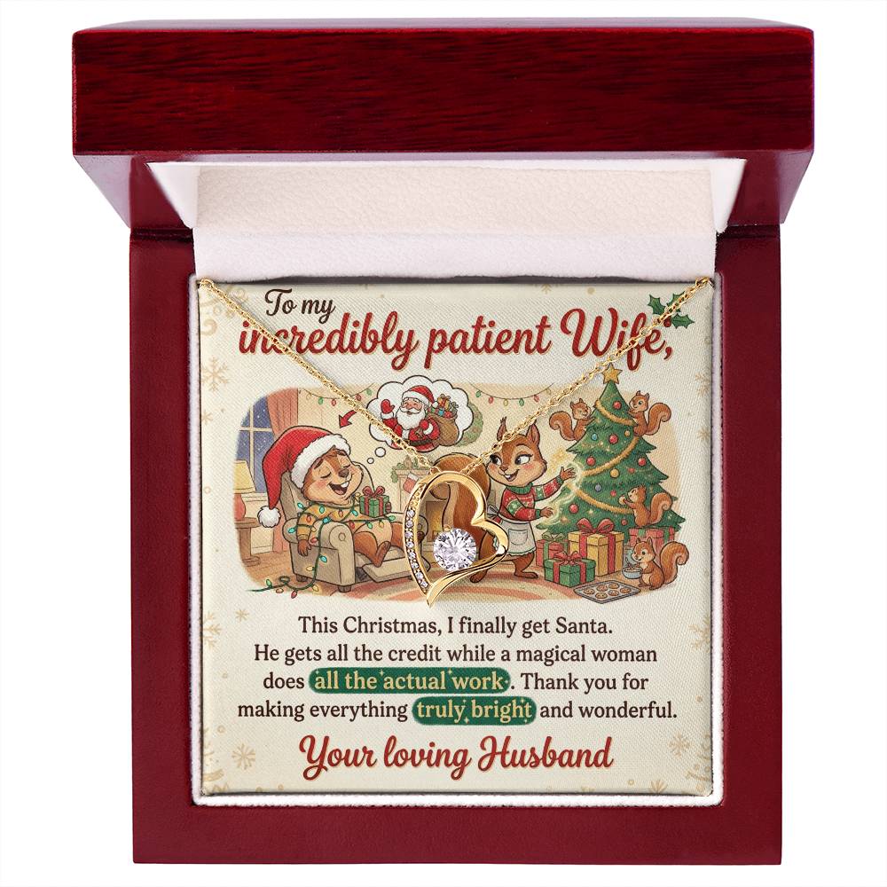 To My Wife Necklace From Husband, Funny Christmas Gift For Her, Xmas Present, Holiday Gift For Wife, Love Knot Necklace-LKN80474