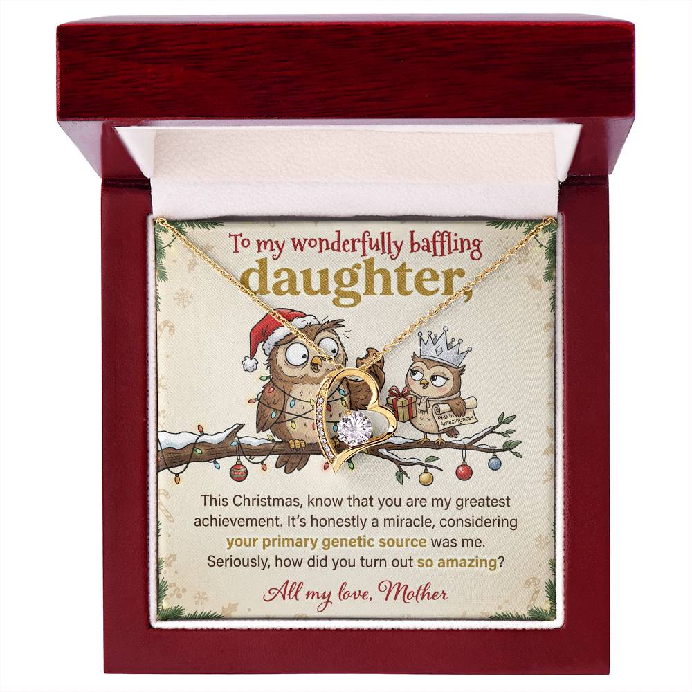 To My Daughter Necklace From Mother, Funny Christmas Gift for an Amazing Daughter, Love Knot Necklace-LKN86018
