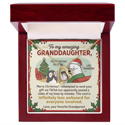 To My Granddaughter Necklace From Grandparent, Funny Christmas Gift for Granddaughter, Xmas Gift Idea - Love Knot Necklace-LKN45951
