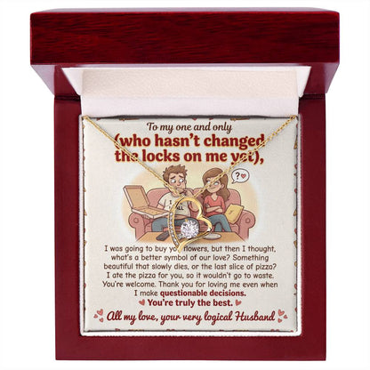 To My Wife Necklace From Husband, Funny Anniversary Gift For Her, Romantic Birthday Present, Thank You For Loving Me - Love Knot Necklace-LKN91999