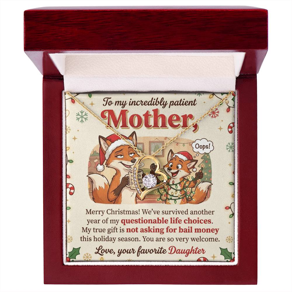 To My Mother Necklace From Daughter, Funny Christmas Gift For Mom, Holiday Present, Mother Daughter Gift - Love Knot Necklace-LKN49035