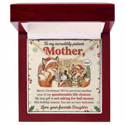 To My Mother Necklace From Daughter, Funny Christmas Gift For Mom, Holiday Present, Mother Daughter Gift - Love Knot Necklace-LKN49035