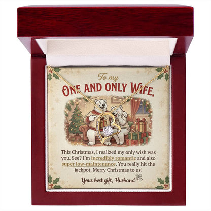 To My One and Only Wife Necklace From Husband, Funny Christmas Gift for Her, Romantic Wife Present, Love Knot Necklace-LKN15984