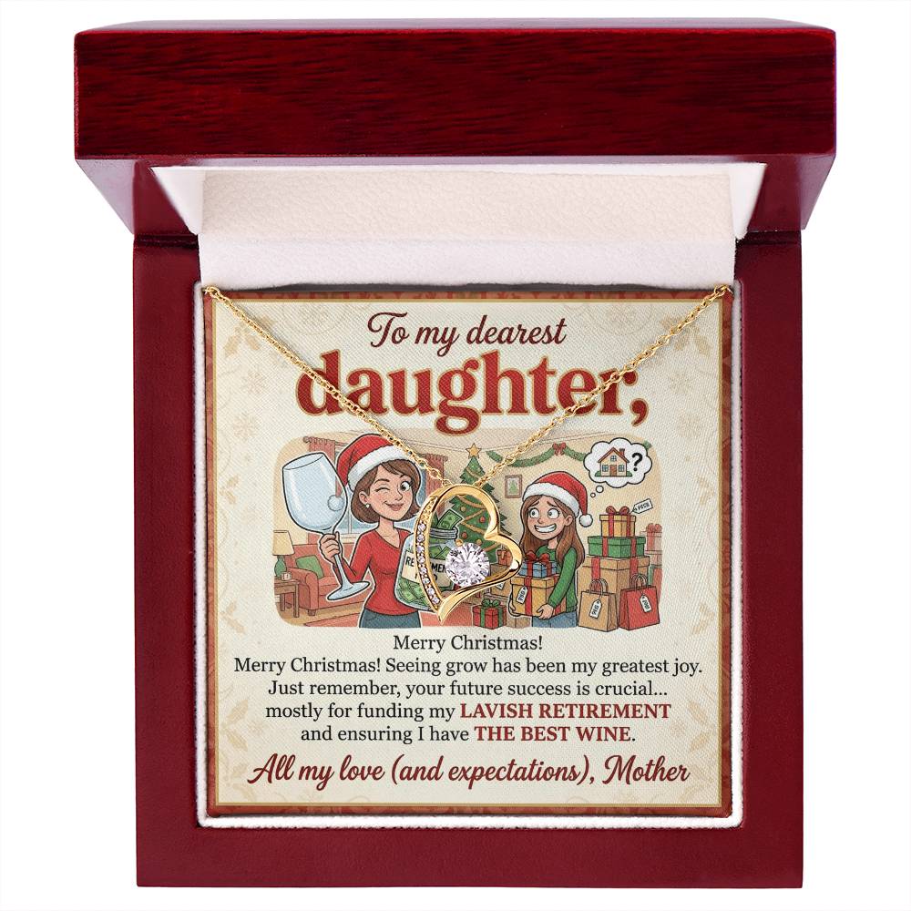 To My Daughter Necklace From Mother, Funny Christmas Gift for Daughter, Xmas Present, Holiday Jewelry Gift - Love Knot Necklace-LKN54012