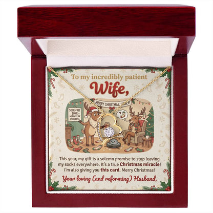 To My Wife Necklace From Husband, Funny Christmas Gift for My Patient Wife, Holiday Jewelry Gift, Love Knot Necklace-LKN82596