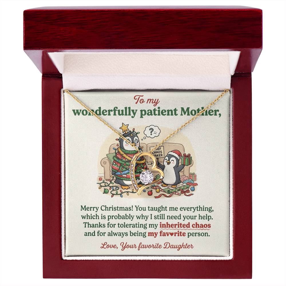 To My Mother Necklace From Daughter, Funny Christmas Gift For Mom, Holiday Present For Mother - Love Knot Necklace-LKN16282