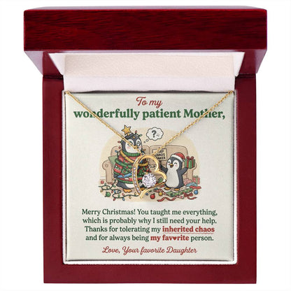 To My Mother Necklace From Daughter, Funny Christmas Gift For Mom, Holiday Present For Mother - Love Knot Necklace-LKN16282