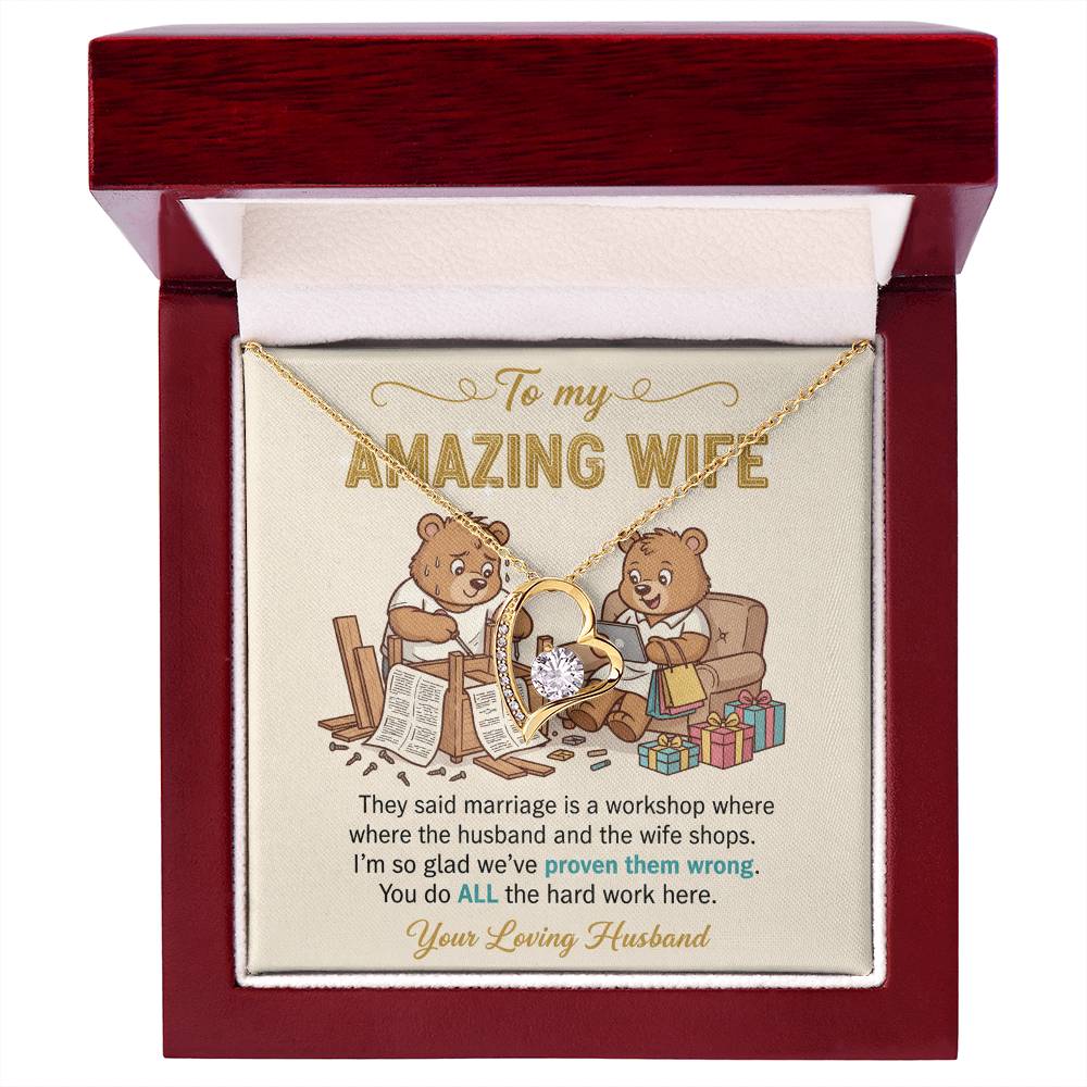 To My Wife Necklace From Husband, Funny Anniversary Gift, Birthday Gift Idea for Her, You Do All The Hard Work, Love Knot Necklace-LKN86738