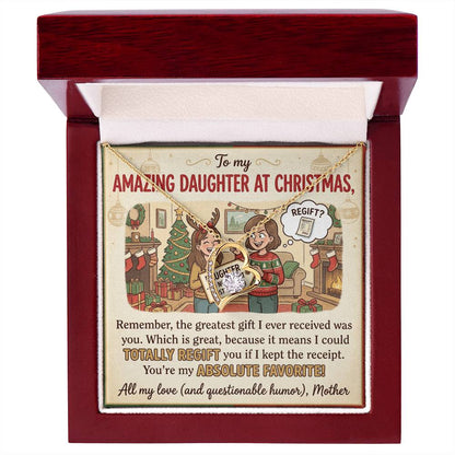 To My Daughter Necklace From Mother, Funny Christmas Gift, Favorite Daughter Gift Idea - Love Knot Necklace-LKN81928