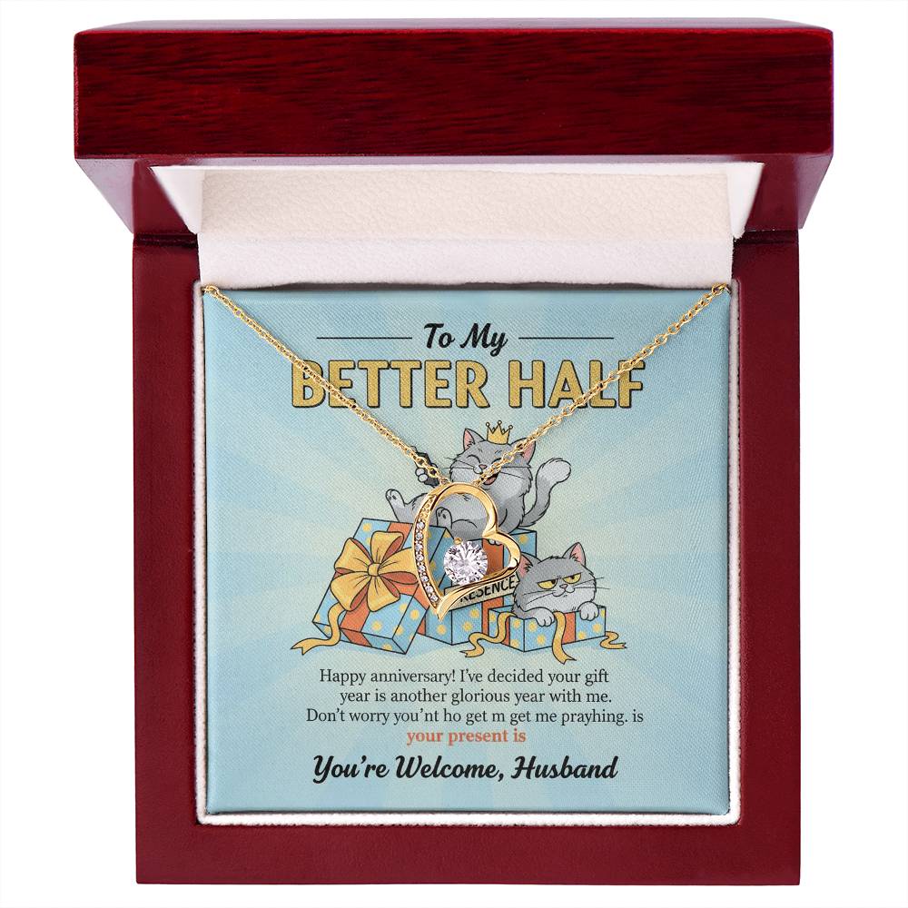 To My Husband Necklace From Wife, Funny Anniversary Gift for Him, Better Half Birthday Card - Love Knot Necklace-LKN85546