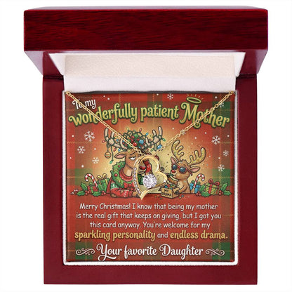 To My Mother Necklace From Daughter, Funny Christmas Gift for Mom, Holiday Jewelry Gift, Endless Drama - Love Knot Necklace-LKN21923