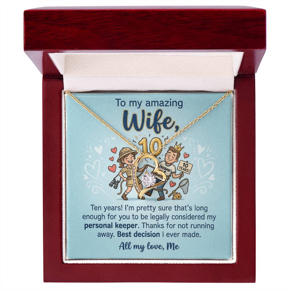To My Wife Necklace From Husband, 10th Anniversary Gift, 10 Year Wedding Gift Idea for Her, Love Knot Necklace-LKN92076