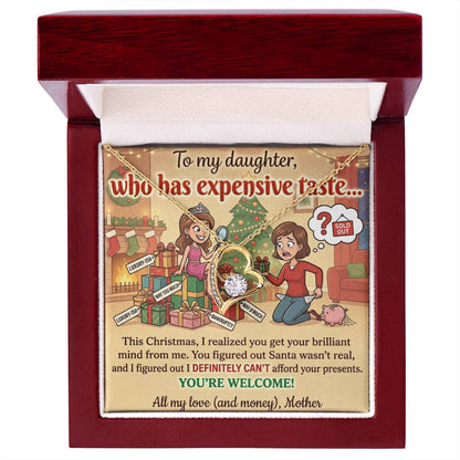 To My Daughter Necklace From Mother, Funny Christmas Gift, Sarcastic Holiday Present For Daughter From Mom, Birthday Gift - Love Knot Necklace-LKN94854